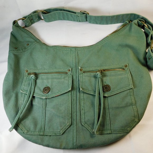 Gap Handbags - Gap Green Large Canvas 2 Pocket Hobo Messen…
